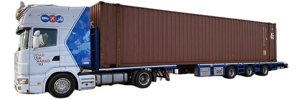 Scania truck with flatbed container trailer